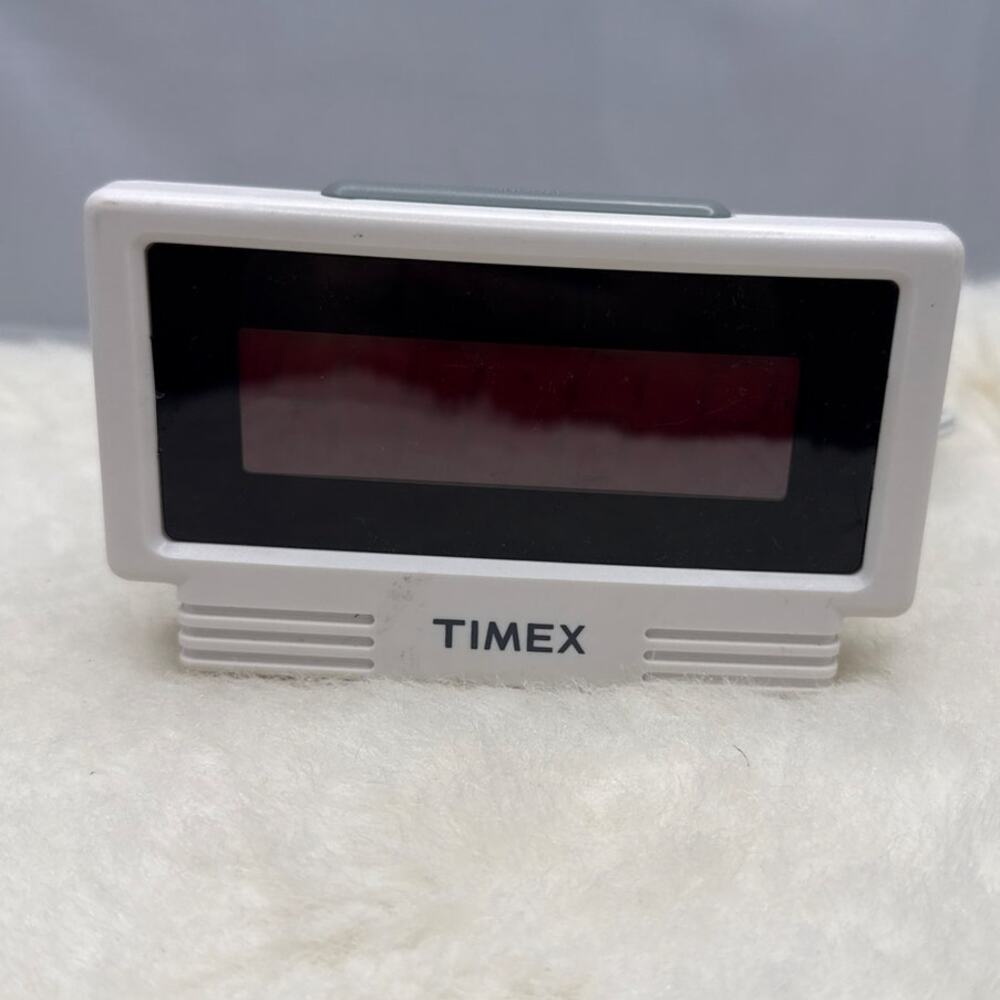 Vintage Timex T122 Digital Alarm Clock White Red LED Retro 90s Minimalist Travel